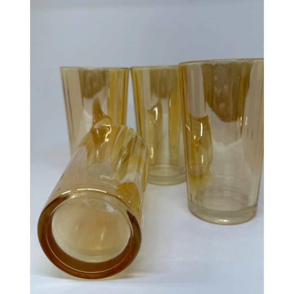 Vintage‎ Jeanette Marigold Glass Iridescent Tumblers 5